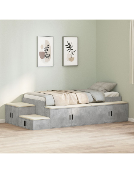 Struttura Letto  Grigio Cemento Legno Ingegnerizzato 75 x 190 cm