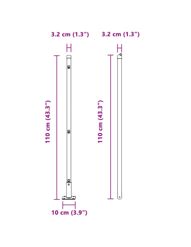 Palo della recinzione 7 pcs Grigio Acciaio