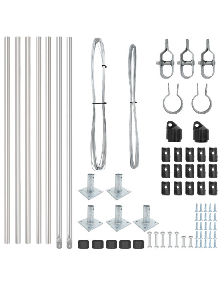 Set di pali della recinzione  Set di 7 Argento Acciaio