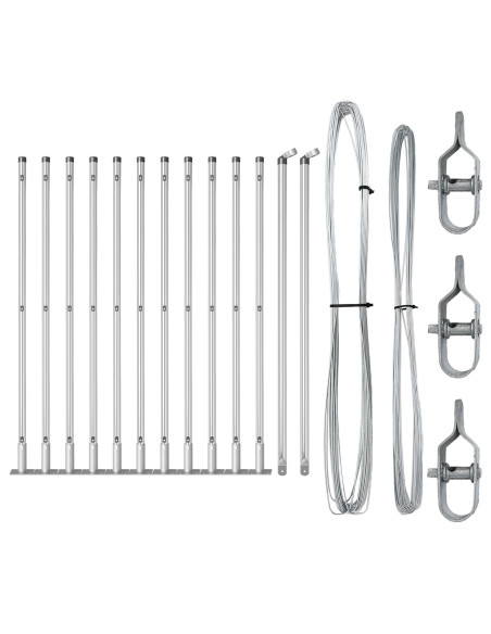 Kit di Pali per Recinto  Set di 13 Argento Acciaio galvanizzato