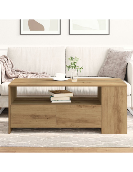 Tavolino da caffè  - Rovere artigianale - 102x55x43.5 cm - Realizzato in legno ingegnerizzato