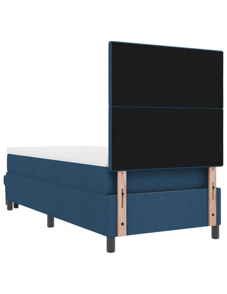 Struttura Letto  con Materasso Set di 2 Blu, Bianco Tessuto