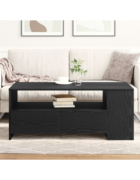 Tavolino da caffè in rovere nero 102x55x43,5 cm realizzato in legno ingegnerizzato
