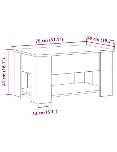 Tavolino da salotto Rovere Nero 79 x 49 x 41 cm