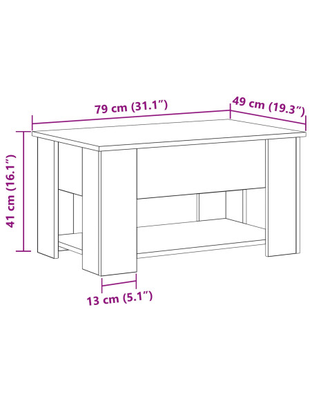 Tavolino da salotto Rovere Nero 79 x 49 x 41 cm