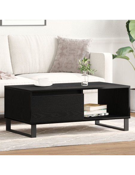 Tavolino da salotto con cassetto Rovere Nero 90 x 50 x 36,5 cm