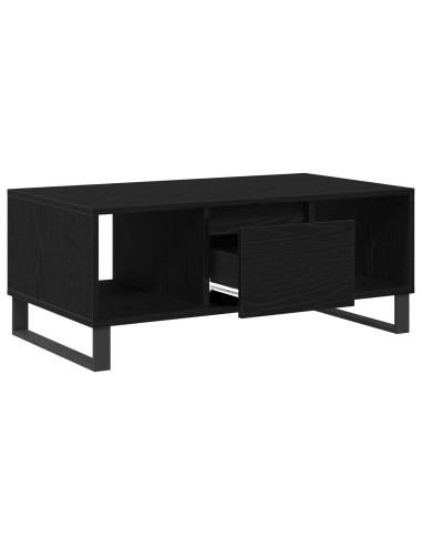 Tavolino da salotto con cassetto Rovere Nero 90 x 50 x 36.5 cm