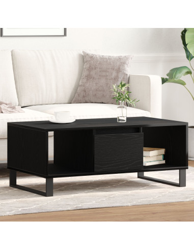 Tavolino da salotto con cassetto Rovere Nero 90 x 50 x 36.5 cm