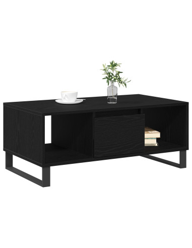 Tavolino da salotto con cassetto Rovere Nero 90 x 50 x 36.5 cm