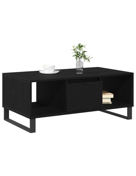 Tavolino da salotto con cassetto Rovere Nero 90 x 50 x 36.5 cm