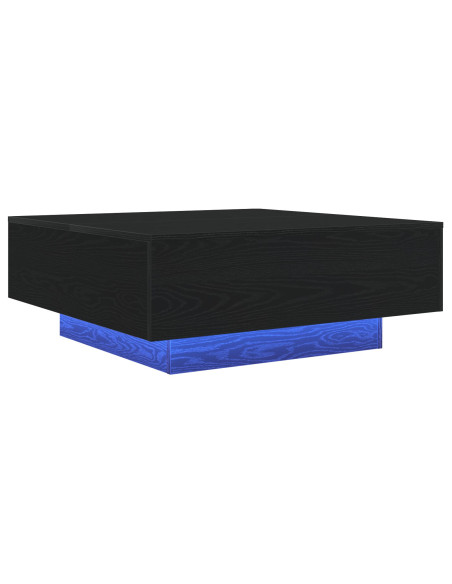 Tavolino da caffè  con luci LED Finitura in rovere nero 80x80x31 cm
