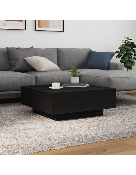 Tavolino da caffè  con luci LED Finitura in rovere nero 80x80x31 cm