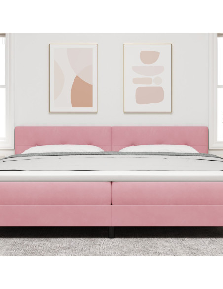 testiera  con bottoni, rosa, 200 cm, velluto
