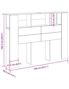 Testata del letto Rovere Nero 120 x 18.5 x 102.5 cm