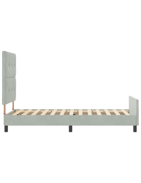 Letto a molle con testiera Grigio chiaro 90 x 200 cm Velluto