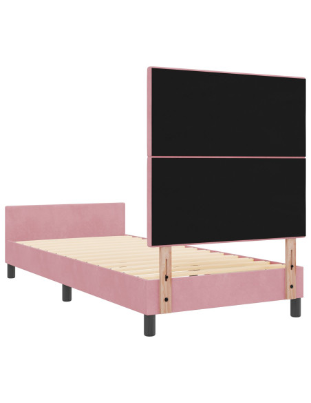 Letto a molle con testiera Rosa 90 x 200 cm Velluto