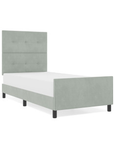 Letto a molle con testiera Grigio chiaro 100 x 200 cm Velluto