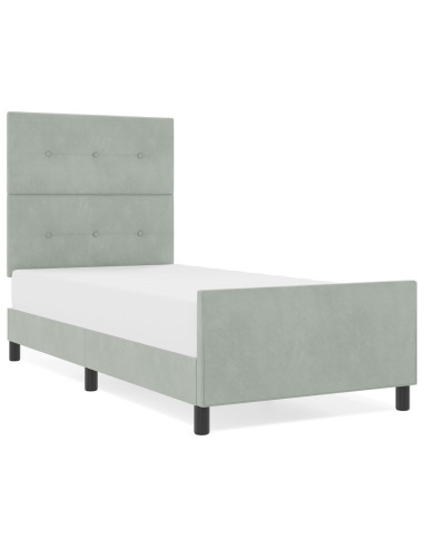 Letto a molle con testiera Grigio chiaro 100 x 200 cm Velluto