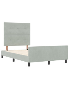 Letto a molle con testiera Grigio chiaro 120 x 200 cm Velluto