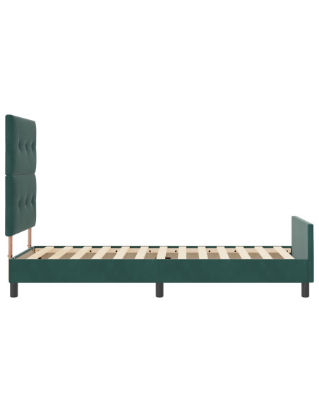 Letto a molle con testiera Verde Scuro 90 x 190 cm Velluto