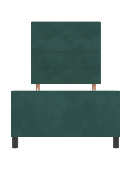 Letto a molle con testiera Verde Scuro 90 x 190 cm Velluto