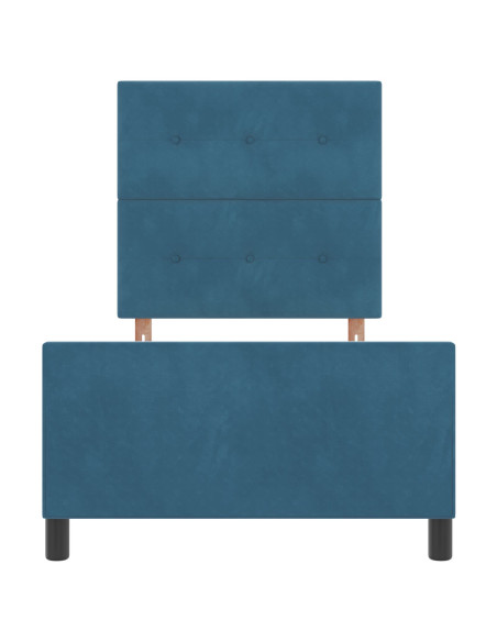 Letto a molle con testiera Blu Scuro 90 x 200 cm Velluto