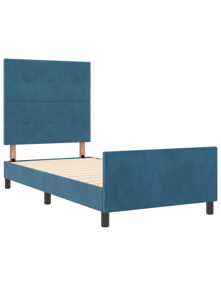 Letto a molle con testiera Blu Scuro 90 x 200 cm Velluto