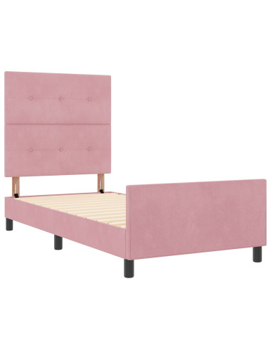 Letto a molle con testiera Rosa 90 x 200 cm Velluto