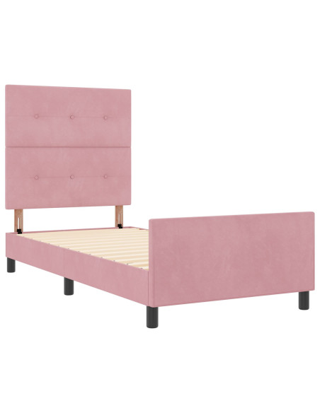 Letto a molle con testiera Rosa 90 x 200 cm Velluto