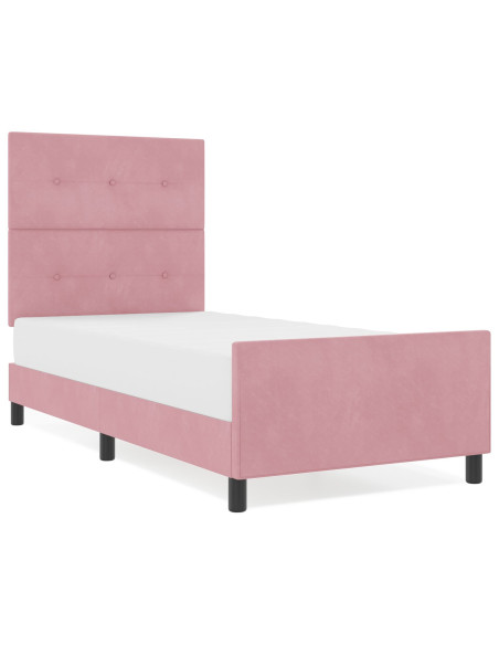 Letto a molle con testiera Rosa 90 x 200 cm Velluto