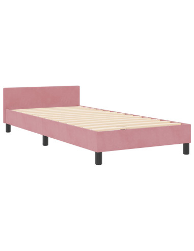Letto a molle con testiera Rosa 90 x 200 cm Velluto