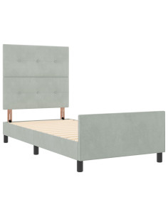 Letto a molle con testiera Grigio chiaro 100 x 200 cm Velluto 2