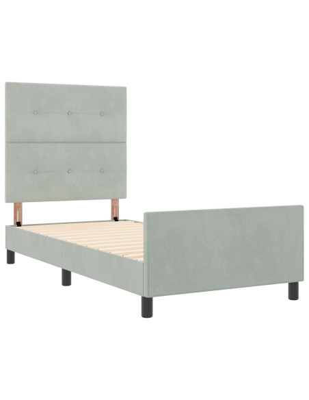 Letto a molle con testiera Grigio chiaro 100 x 200 cm Velluto