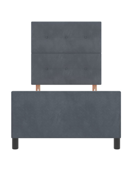 Letto a molle con testiera Grigio scuro 100 x 200 cm Velluto