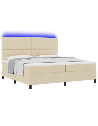Letto a molle con materasso con led Crema 200 x 200 cm Tessuto