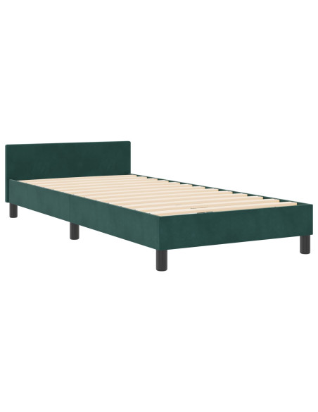 Struttura del letto in velluto verde scuro 100x200 cm