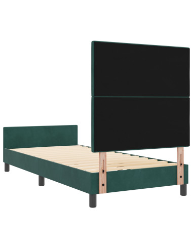 Letto a molle con testiera Verde Scuro 100 x 200 cm Velluto