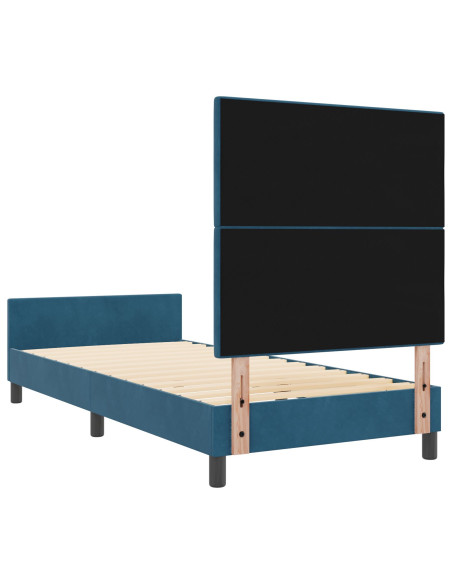 Letto a molle con testiera Blu Scuro 100 x 200 cm Velluto