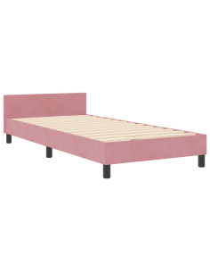 Letto a molle con testiera Rosa 100 x 200 cm Velluto 2