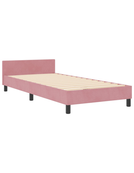 Letto a molle con testiera Rosa 100 x 200 cm Velluto