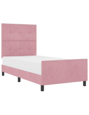 Letto a molle con testiera Rosa 100 x 200 cm Velluto