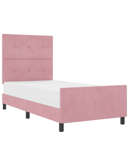 Letto a molle con testiera Rosa 100 x 200 cm Velluto