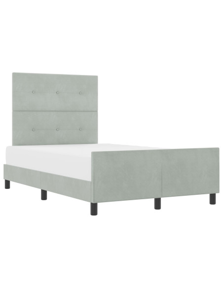 Letto a molle con testiera Grigio chiaro 120 x 190 cm Velluto