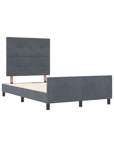 Letto a molle con testiera Grigio scuro 120 x 190 cm Velluto