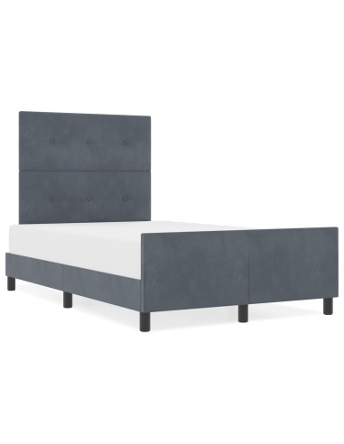 Letto a molle con testiera Grigio scuro 120 x 190 cm Velluto
