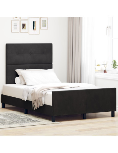 Letto a molle con testiera Nero 120 x 190 cm Velluto