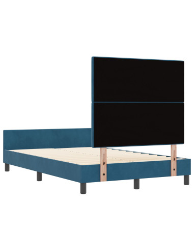 Letto a molle con testiera Blu Scuro 120 x 190 cm Velluto
