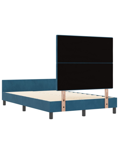 Letto a molle con testiera Blu Scuro 120 x 190 cm Velluto