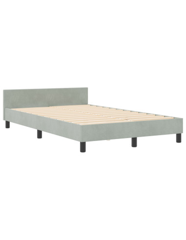 Letto a molle con testiera Grigio chiaro 120 x 200 cm Velluto