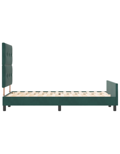 Letto a molle con testiera Verde Scuro 120 x 200 cm Velluto
